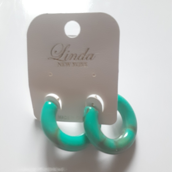 Linda Turquoise Hoop Earrings - Picture 2 of 6